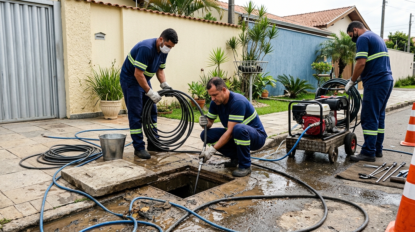 Desentupimento de esgoto residencial em São Luís-MA
